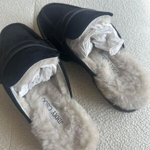 Jimmy Choo Black and White Fur Women's Slippers